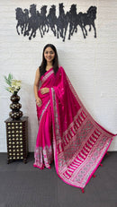 Rani Pink Soft Silk Saree with Heavy Ethnic Designer Pallu