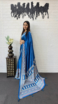 Royal Blue Soft Silk Saree with Heavy Ethnic Designer Pallu
