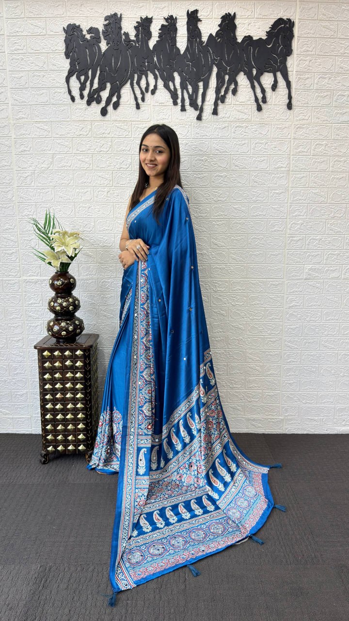 Royal Blue Soft Silk Saree with Heavy Ethnic Designer Pallu