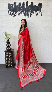Classic Red Soft Silk Saree with Heavy Ethnic Designer Pallu