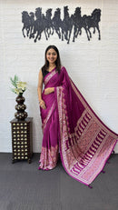 Royal Magenta Soft Silk Saree with Heavy Ethnic Designer Pallu
