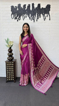Royal Magenta Soft Silk Saree with Heavy Ethnic Designer Pallu