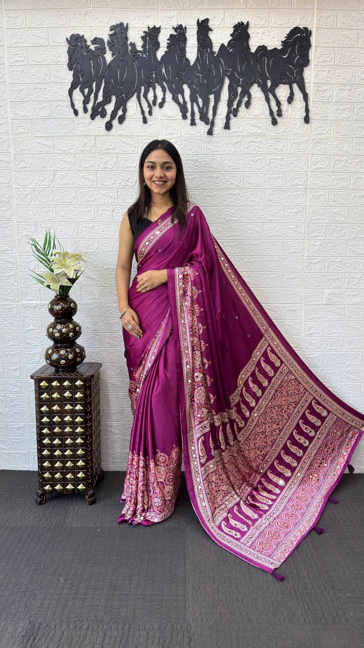 Royal Magenta Soft Silk Saree with Heavy Ethnic Designer Pallu
