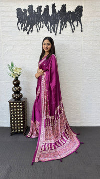 Royal Magenta Soft Silk Saree with Heavy Ethnic Designer Pallu