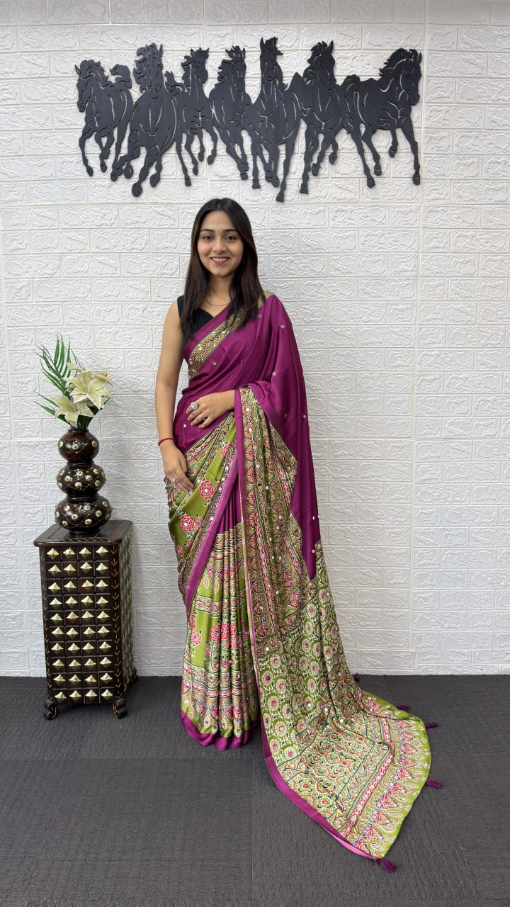 Royal Purple Cotton Saree with Kalamkari Inspired Designer Pallu