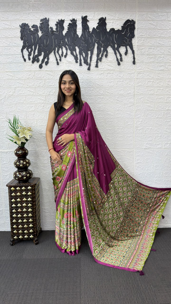 Royal Purple Cotton Saree with Kalamkari Inspired Designer Pallu