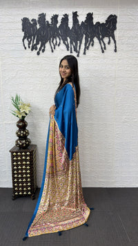 Royal Blue Cotton Saree with Kalamkari Inspired Designer Pallu
