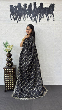 Classic Black Fancy Saree with Heavy Sequins Embroidery Work