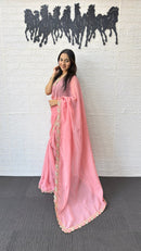 Blush Pink Fancy Saree with Designer Embroidery Work Border