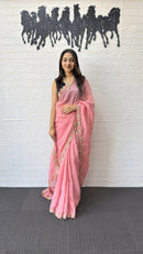 Blush Pink Fancy Saree with Designer Embroidery Work Border