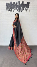 Classic Black Cotton Saree with Traditional Ajrakh Inspired Pallu