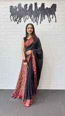 Classic Black Cotton Saree with Traditional Ajrakh Inspired Pallu
