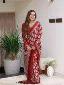 Royal Maroon Soft Silk Saree with Traditional Floral Print & Designer Ethnic Pallu