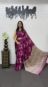 Royal Purple Soft Silk Saree with Bandhani Inspired Motifs & Heavy Designer Pallu