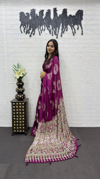 Royal Purple Soft Silk Saree with Bandhani Inspired Motifs & Heavy Designer Pallu