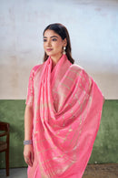Candy Pink Banarasi Silk Saree with Golden Zari Weaving