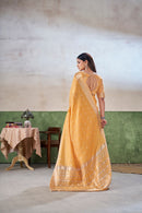 Sunshine Yellow Banarasi Silk Saree with Golden Zari Weaving