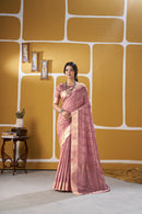 Dusty Rose Banarasi Silk Saree with Golden Zari Weaving