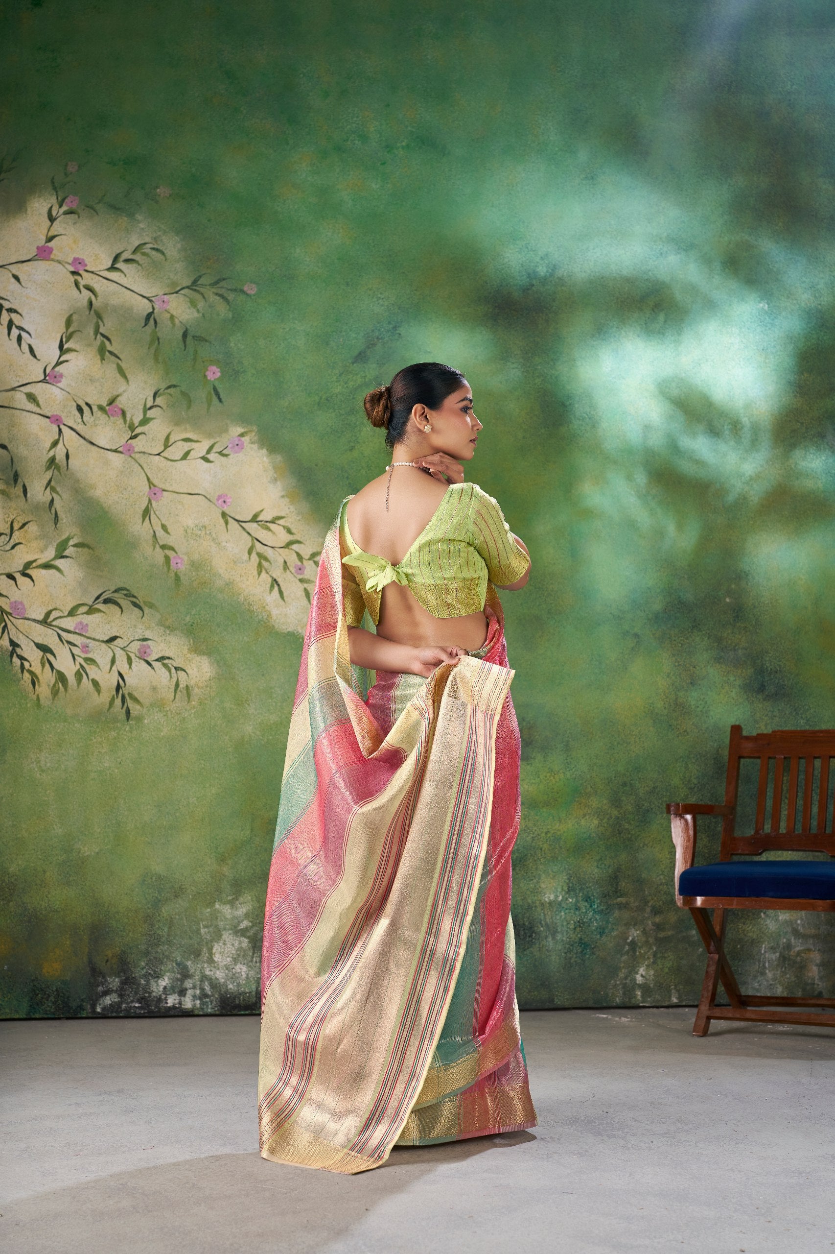 Rose Pink Pastel Banarasi Silk Saree with Multicolor Zari Weaving