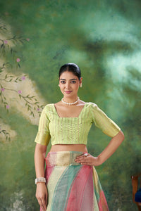 Rose Pink Pastel Banarasi Silk Saree with Multicolor Zari Weaving