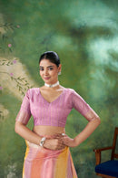 Pastel Pink Banarasi Silk Saree with Golden Zari Weaving