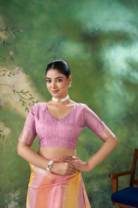 Pastel Pink Banarasi Silk Saree with Golden Zari Weaving