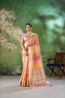 Pastel Pink Banarasi Silk Saree with Golden Zari Weaving
