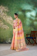 Pastel Pink Banarasi Silk Saree with Golden Zari Weaving