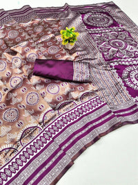 Elegant Mauve Printed Silk Saree with Traditional Border