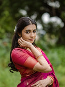 Regal Magenta Silk Saree with Antique Gold Zari Border