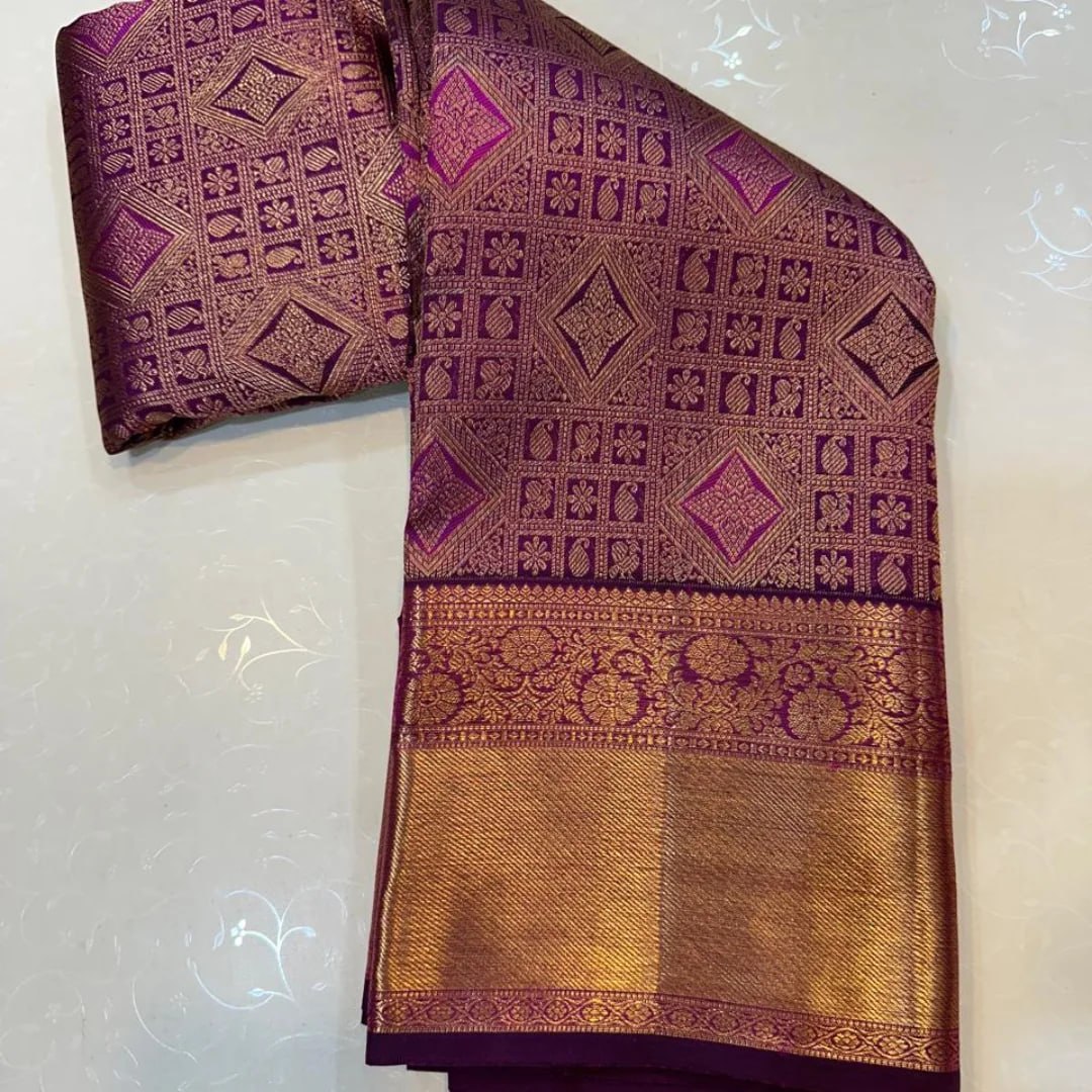 Purple Zari Woven Designer Blouse Piece
