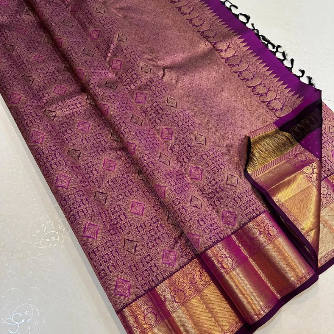 Purple Zari Woven Designer Blouse Piece