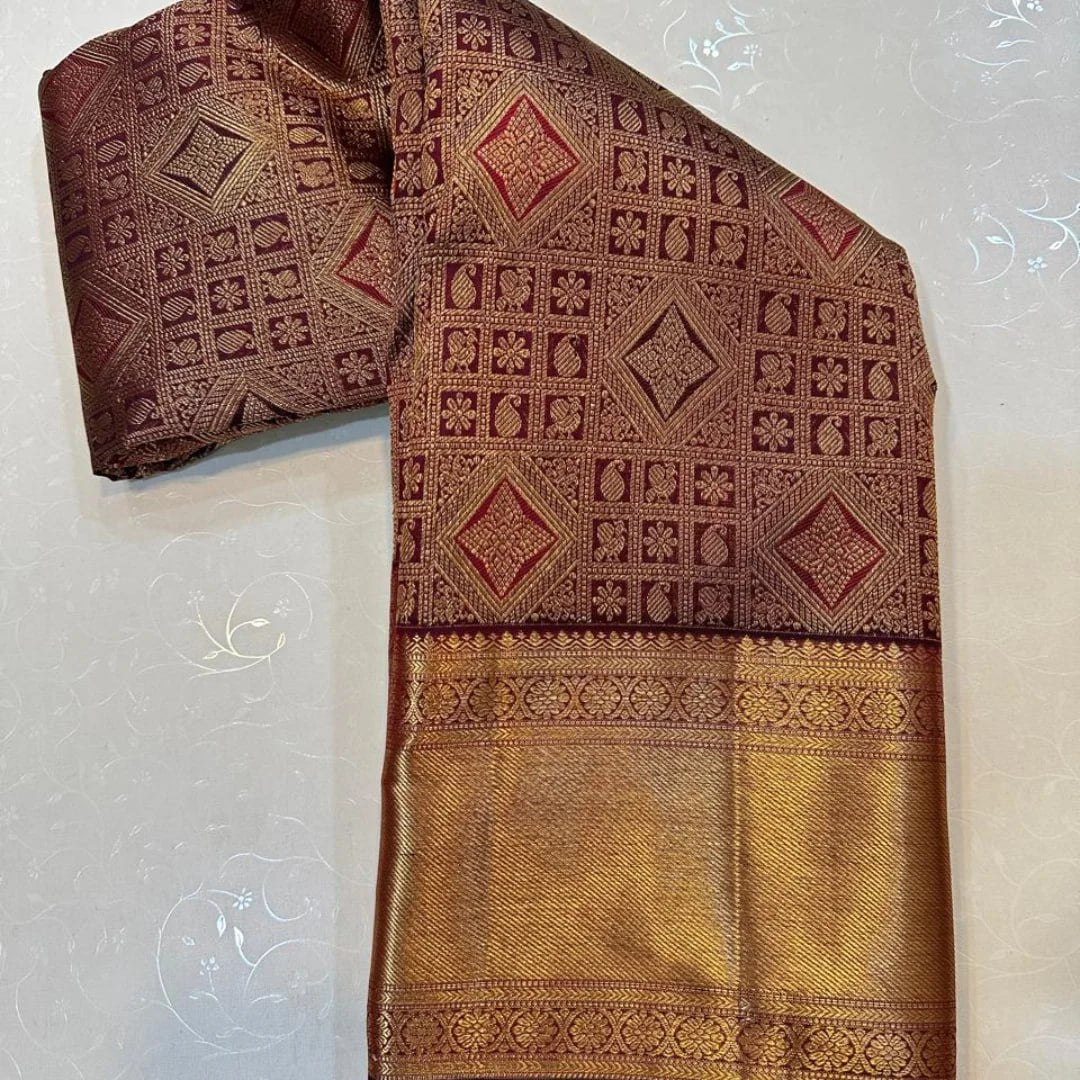 Maroon Zari Woven Designer Blouse Piece