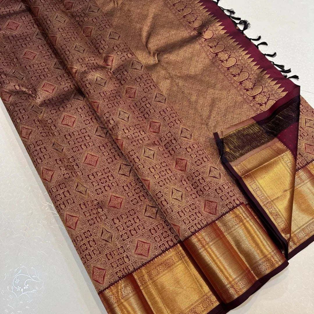 Maroon Zari Woven Designer Blouse Piece