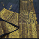 Elegant Navy Blue Silk Saree with Antique Gold Zari
