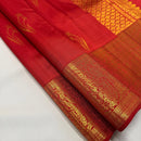 Elegant Red Silk Saree with Antique Gold Zari