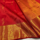 Elegant Red Silk Saree with Antique Gold Zari