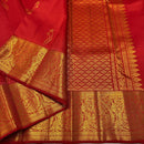 Elegant Red Silk Saree with Antique Gold Zari