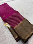 Wine Purple & Black Woven Silk Saree