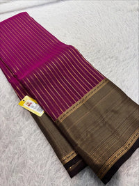 Wine Purple & Black Woven Silk Saree