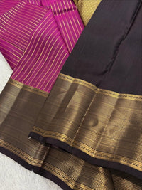 Wine Purple & Black Woven Silk Saree
