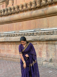 Deep Plum Heritage Soft Silk Saree with Antique Zari Border