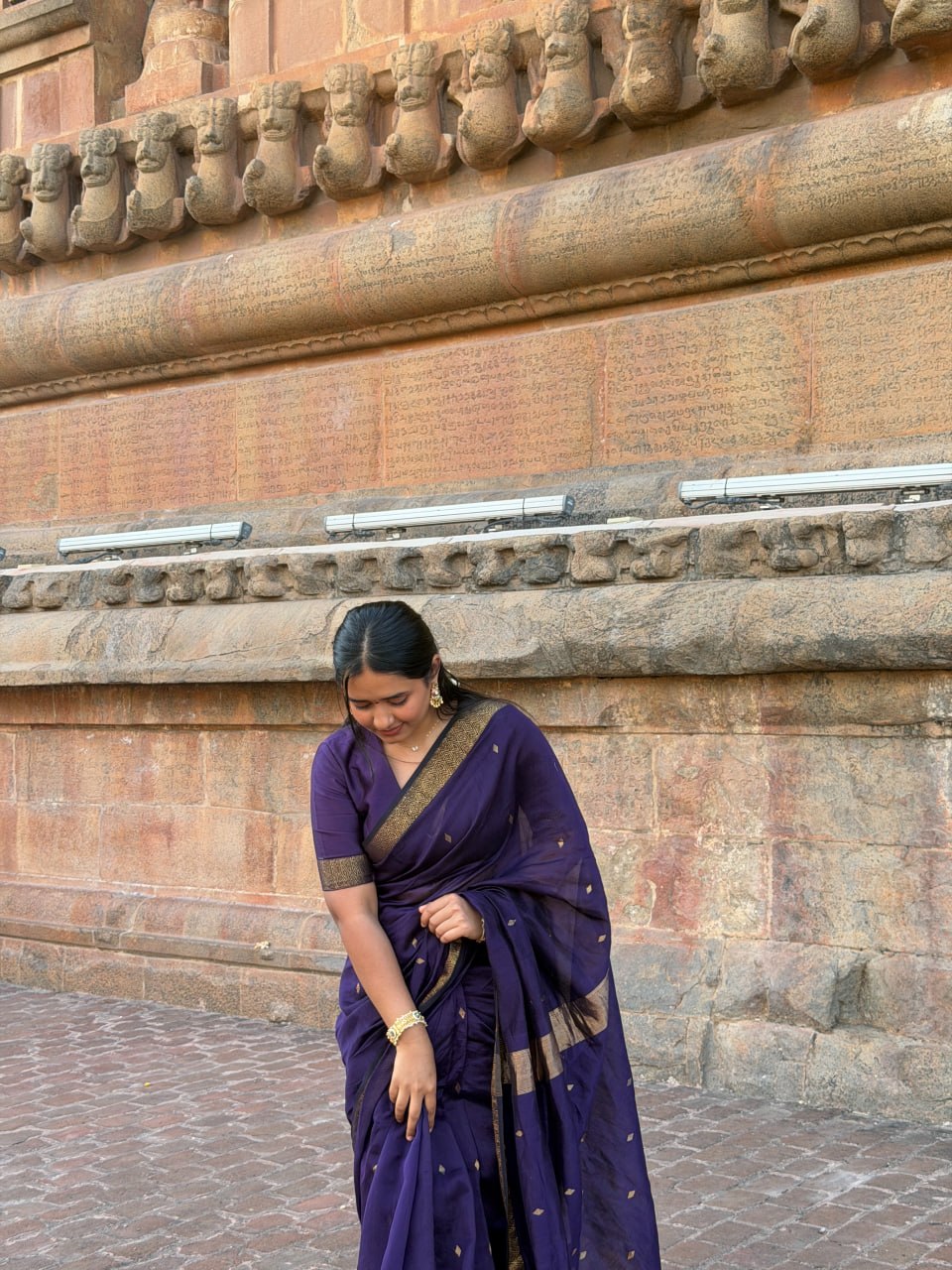 Deep Plum Heritage Soft Silk Saree with Antique Zari Border