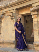 Deep Plum Heritage Soft Silk Saree with Antique Zari Border