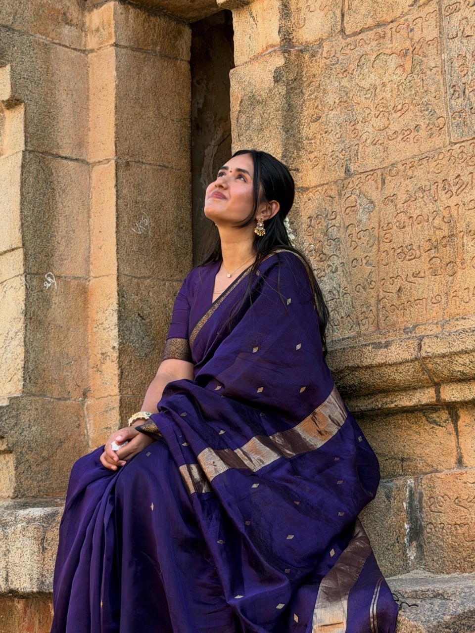 Deep Plum Heritage Soft Silk Saree with Antique Zari Border