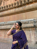 Deep Plum Heritage Soft Silk Saree with Antique Zari Border