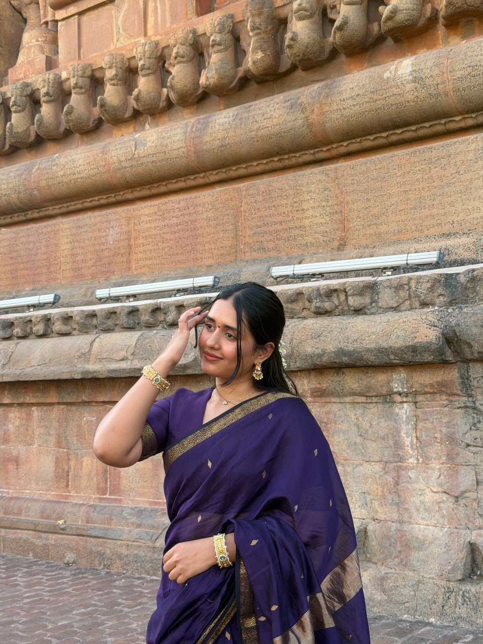 Deep Plum Heritage Soft Silk Saree with Antique Zari Border