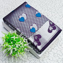 Modern Heart-Motif Purple Silk Saree with Silver Zari Border