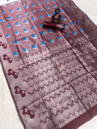 Classic Ivory & Crimson Red Kanchipuram Silk Saree with Gold Zari Border
