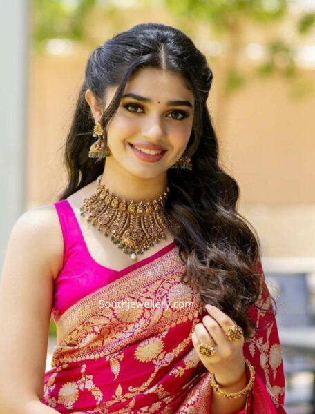 Rani Pink Banarasi Silk Saree with Gold Zari Floral Weaving